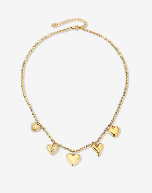 minimalistische bedelketting hartjes goudkleurig