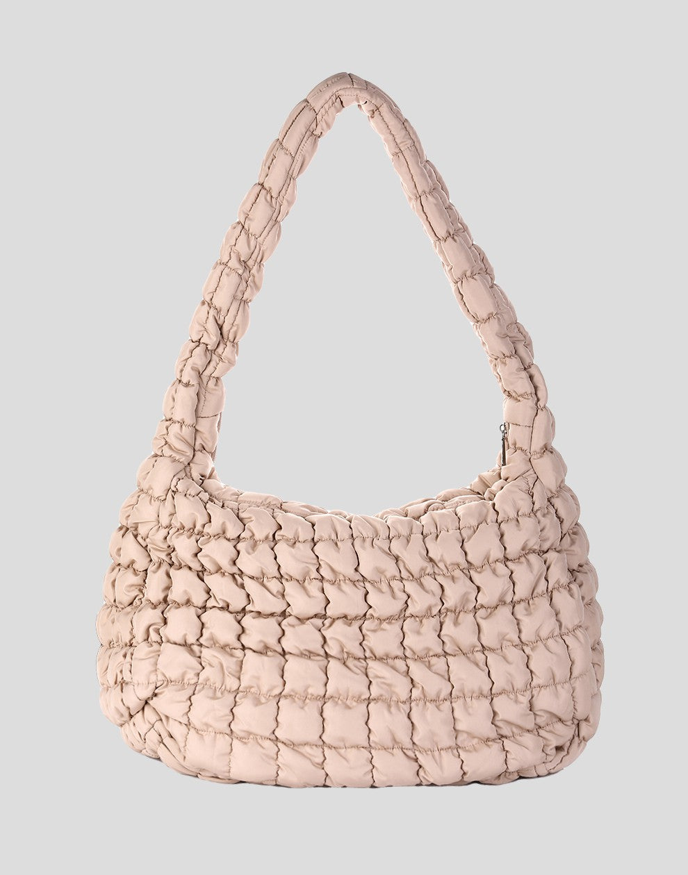gewatteerde dames schoudertas en shopper met ruitjes patroon beige