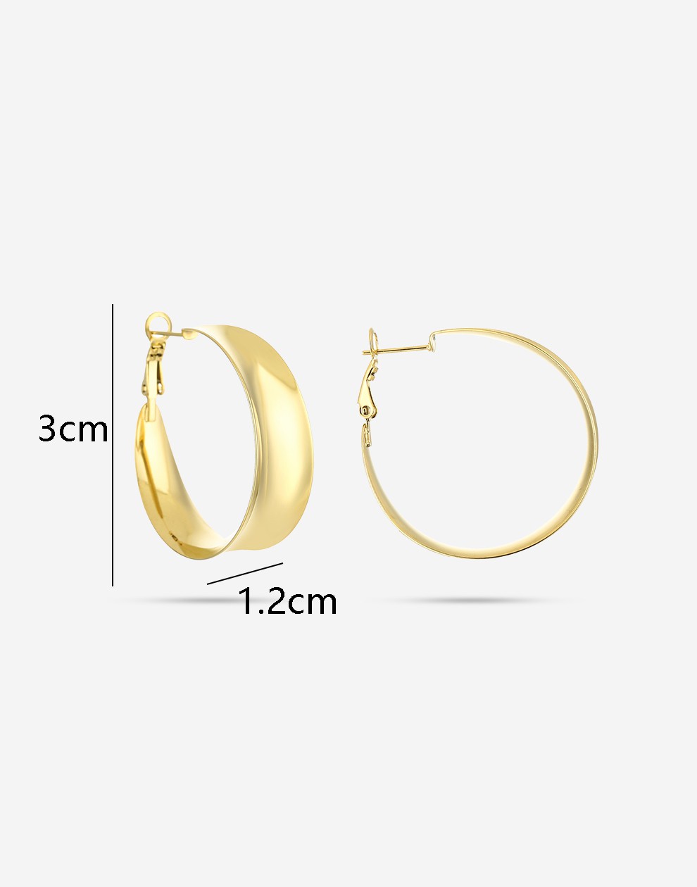 gebogen vintage hoop oorbellen 30mm goudkleurig