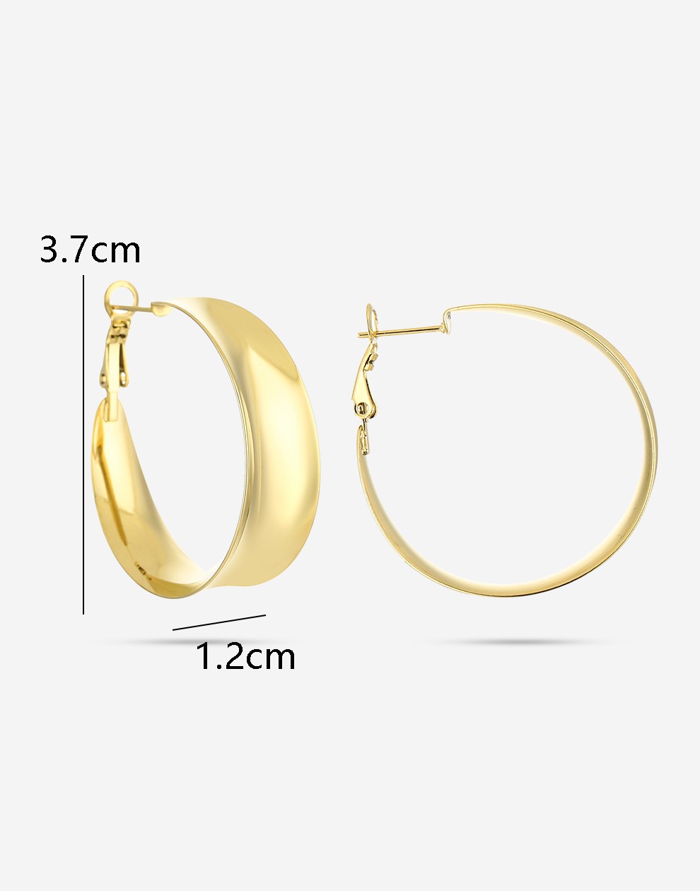 curved vintage hoop earrings 40mm gold-colored