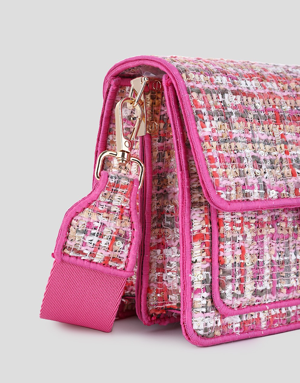 schoudertas roze met ruit patroon