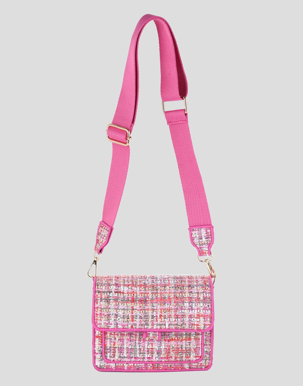 schoudertas roze met ruit patroon
