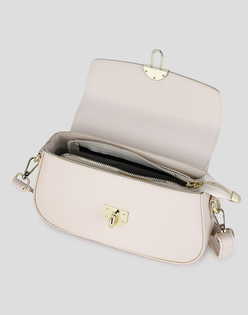 schoudertas beige met gesp