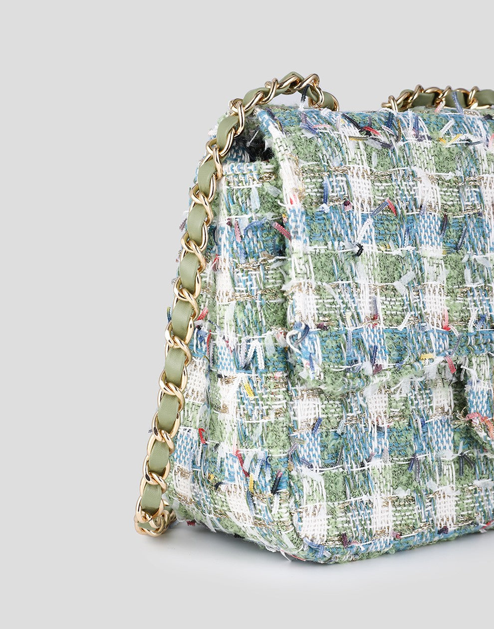 Tweed shoulder bag green