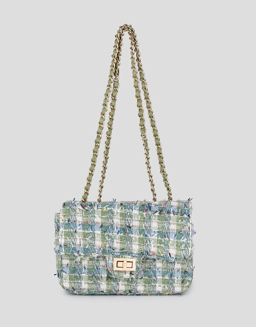 Tweed shoulder bag green