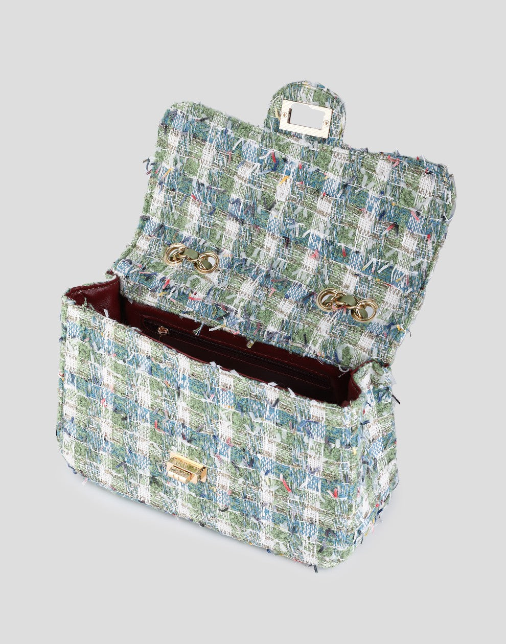 Tweed shoulder bag green