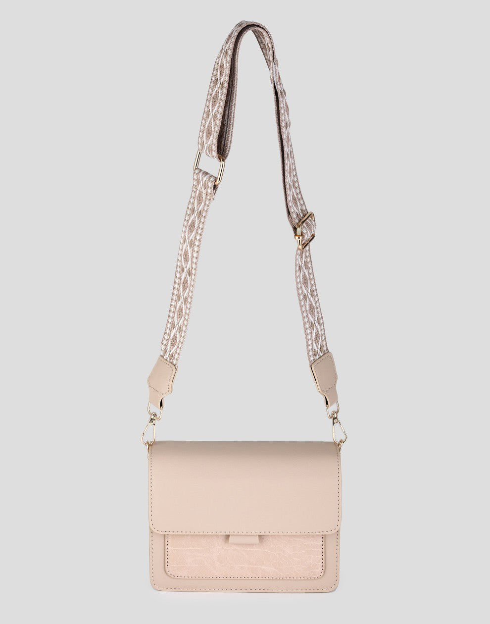 Shoulder bag beige crocodile with luxurious strap