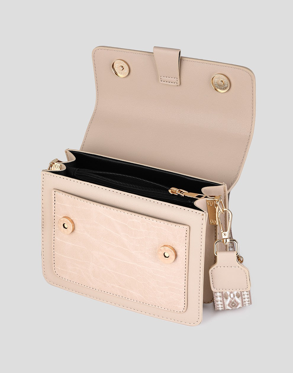Shoulder bag beige crocodile with luxurious strap