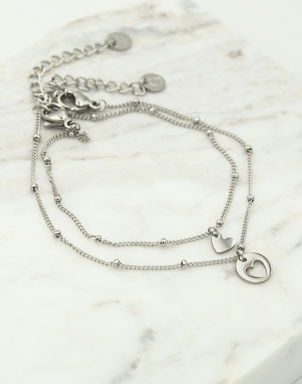 Vriendschapsarmbanden set hartjes zilverkleurig