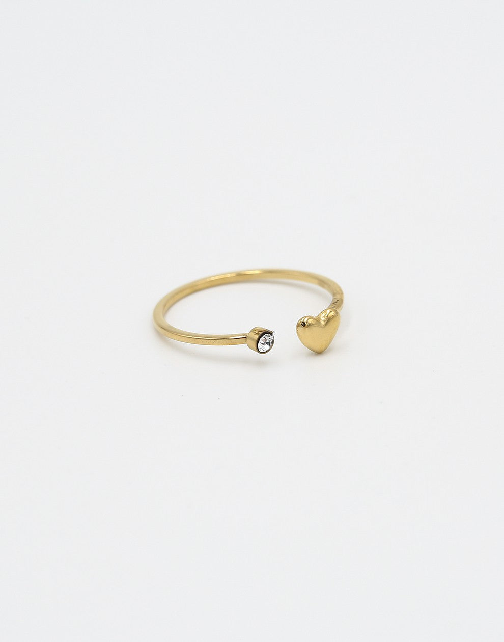 Ring heart with stone in gold color