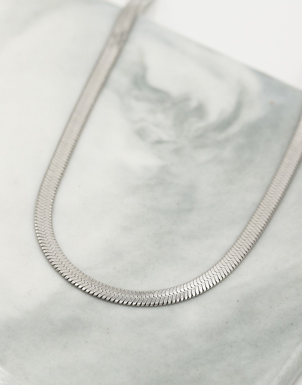 Flat snake chain zilverkleurig