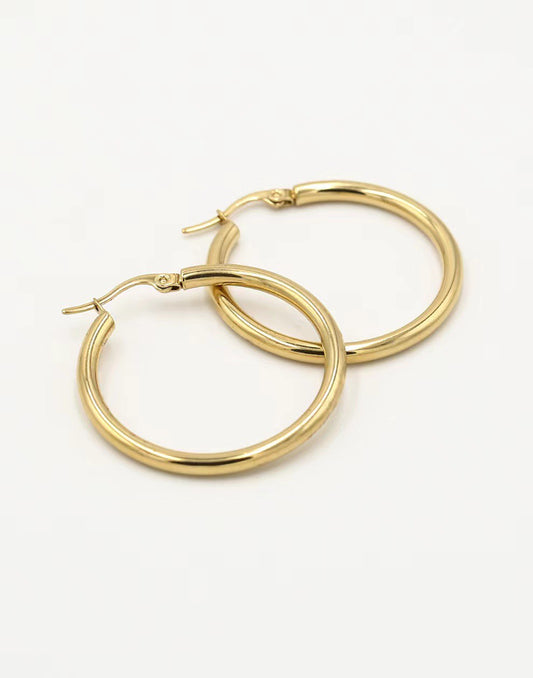 Oorringen hoops goudkleurig 30mm