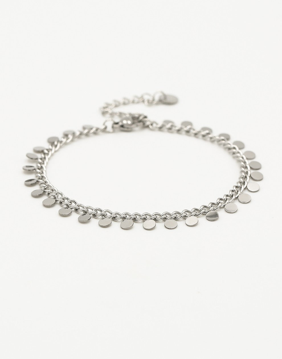 schakelarmband met fijne muntjes zilverkleurig