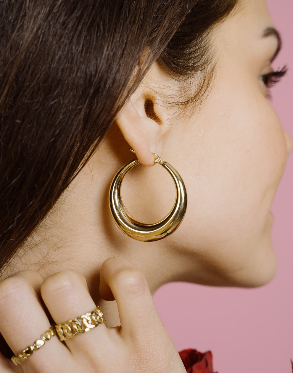 Oorringen chunky hoops goudkleurig