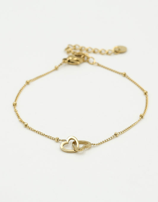 Armband met dubbele hartjes goudkleurig