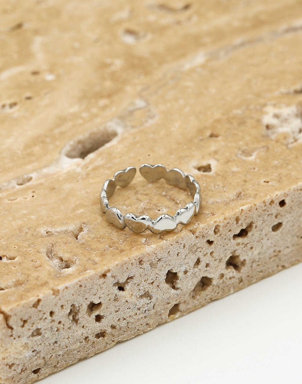 Silver-colored heart ring