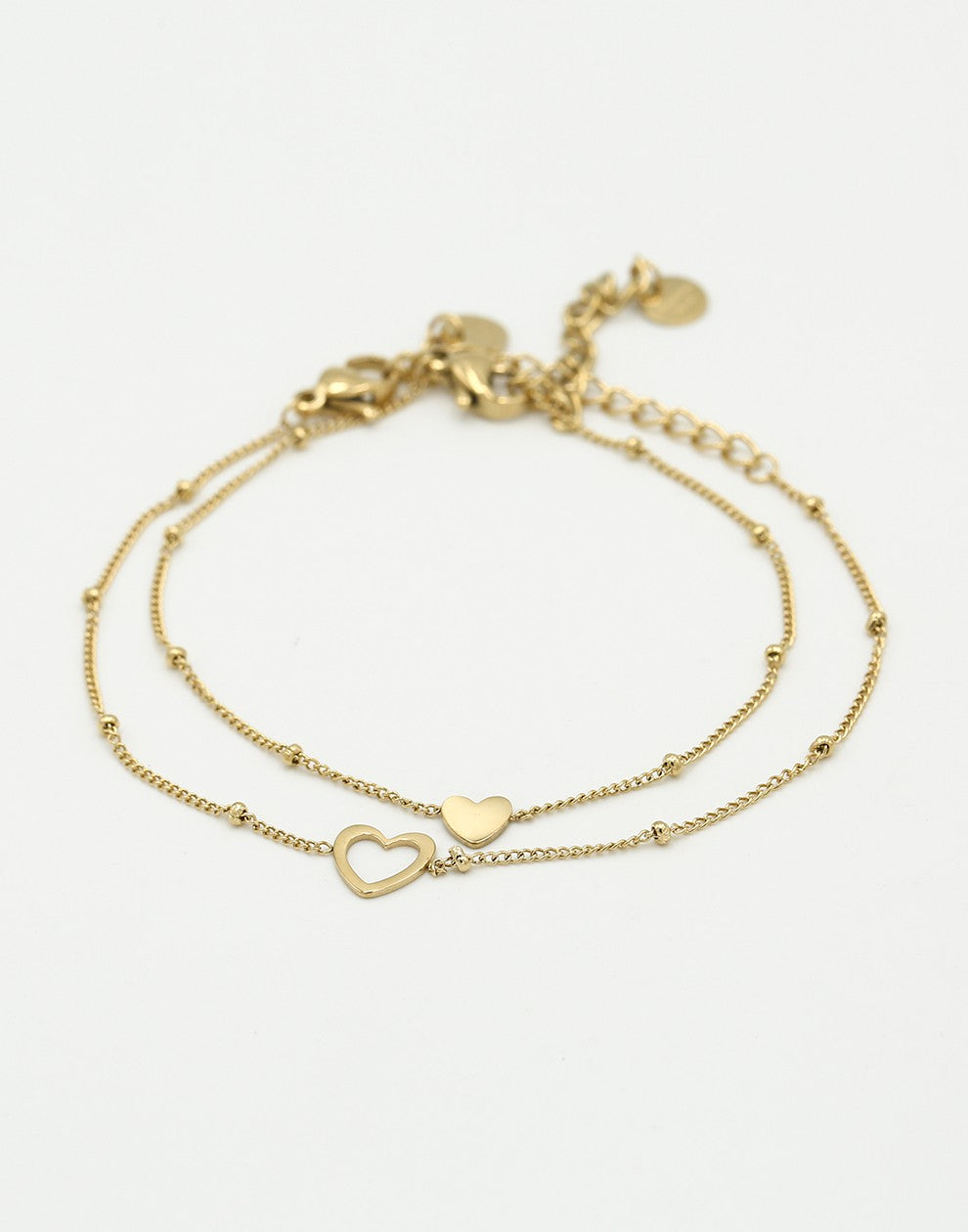 Vriendschapsarmbanden set love goudkleurig