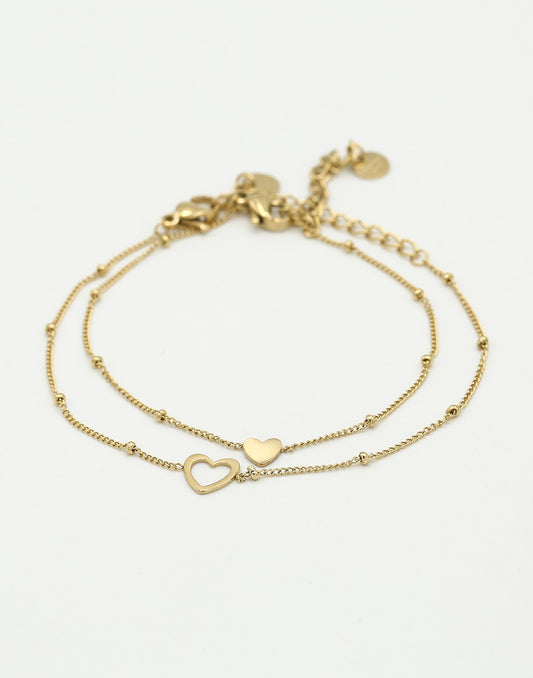 Vriendschapsarmbanden set love goudkleurig