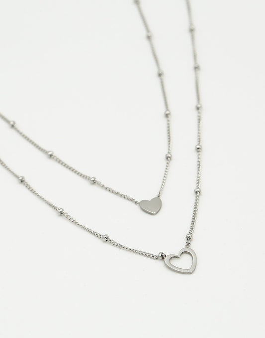 Vriendschapsketting set love zilverkleurig