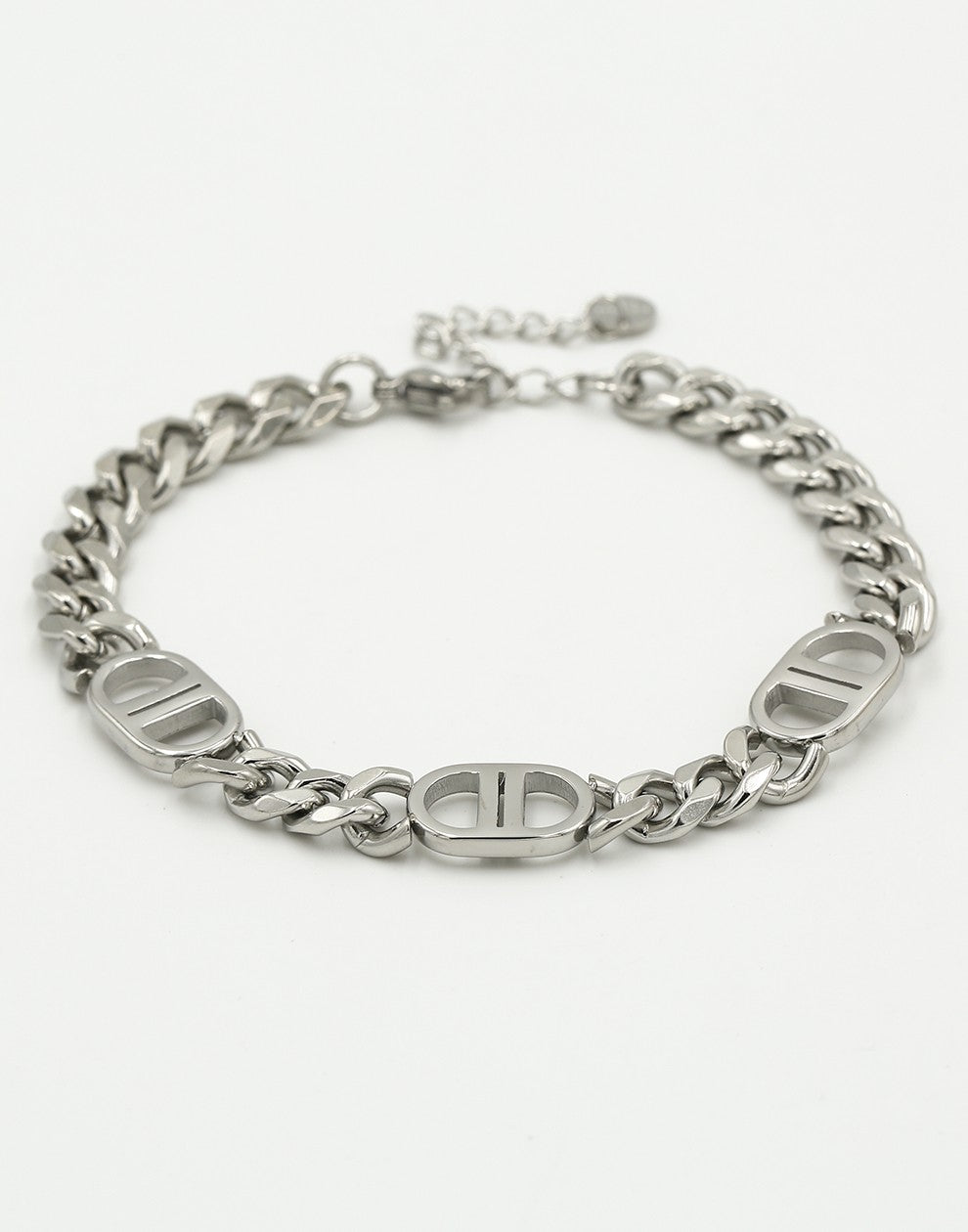 Schakelarmband symbool DD zilverkleurig