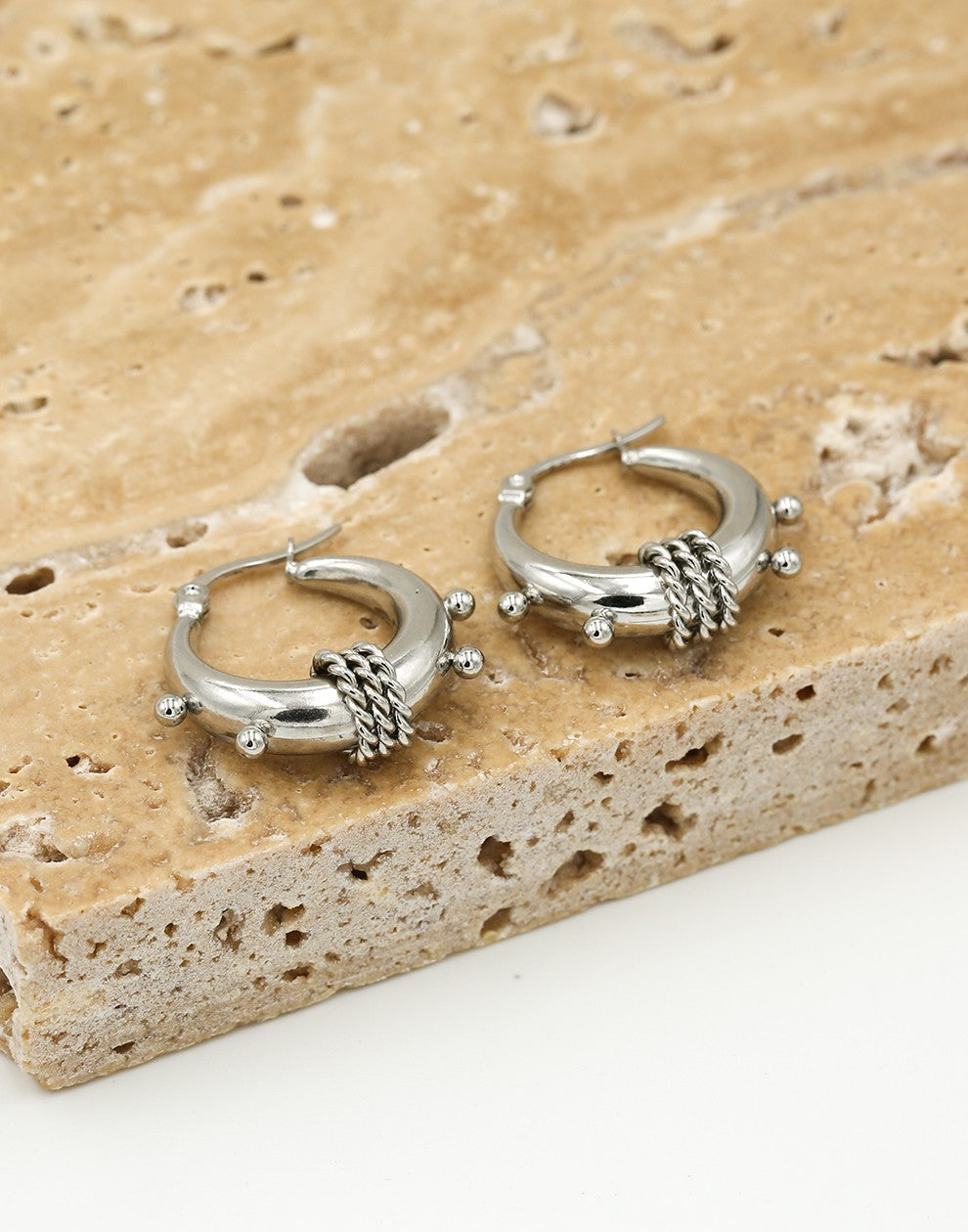 Ooringen chunky bali zilverkleurig