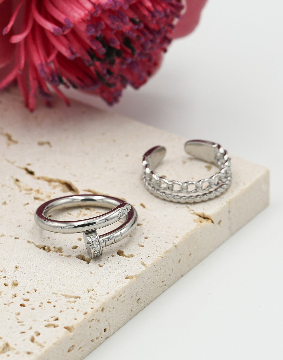 Ring zilverkleurig dubbel