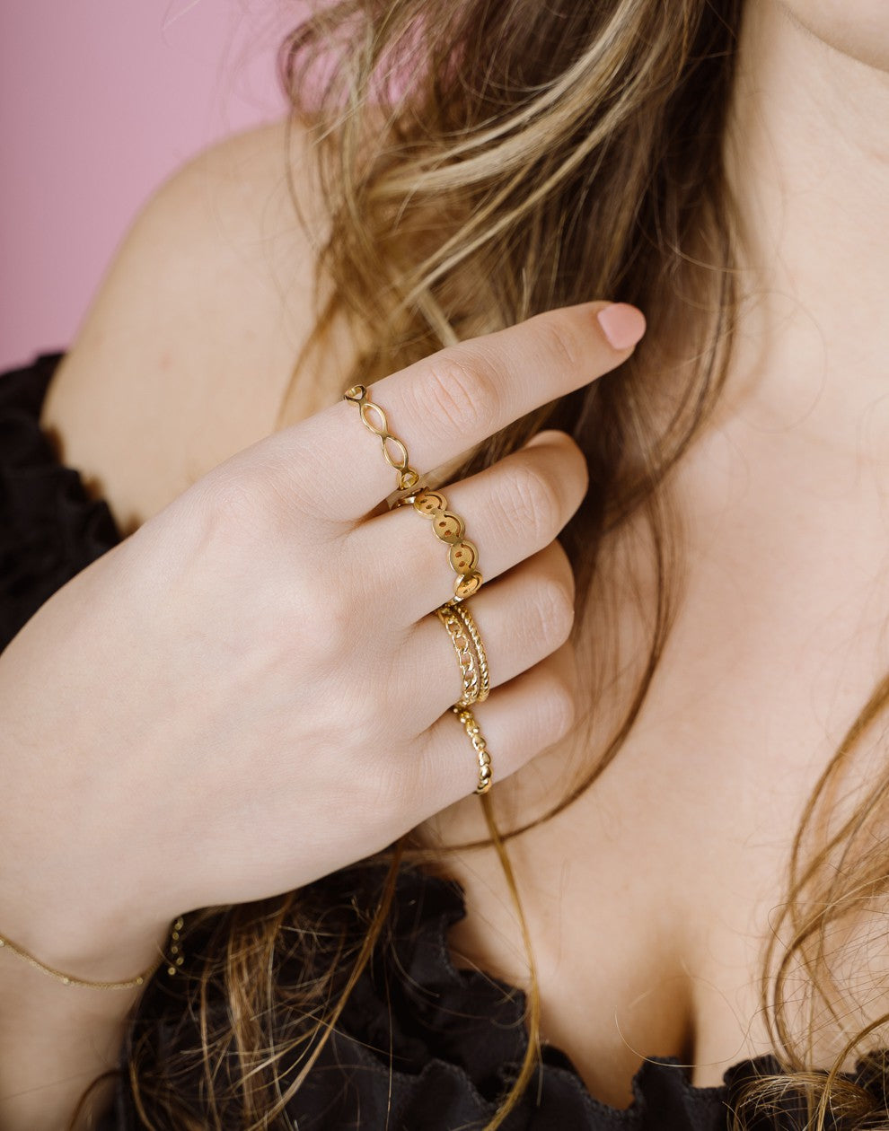 Gold-colored smiley ring