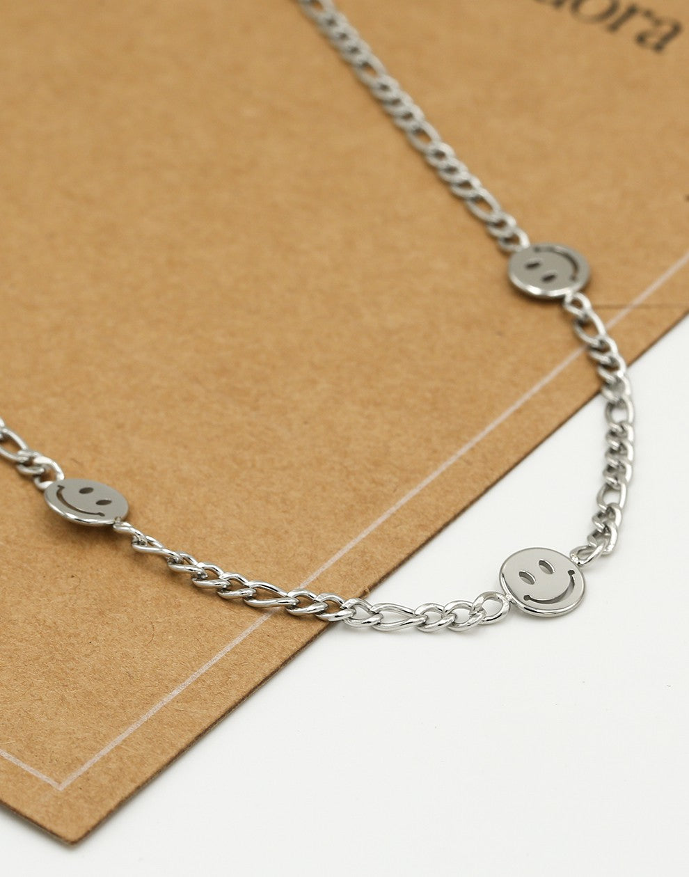 Schakelketting smileys zilverkleurig