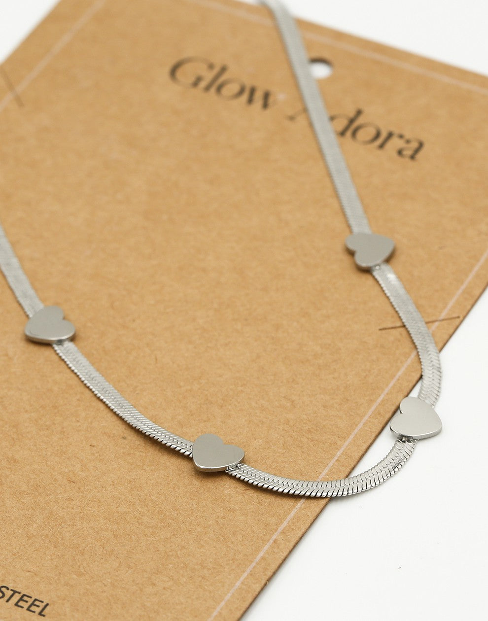 Ketting snake met hartjes zilverkleurig