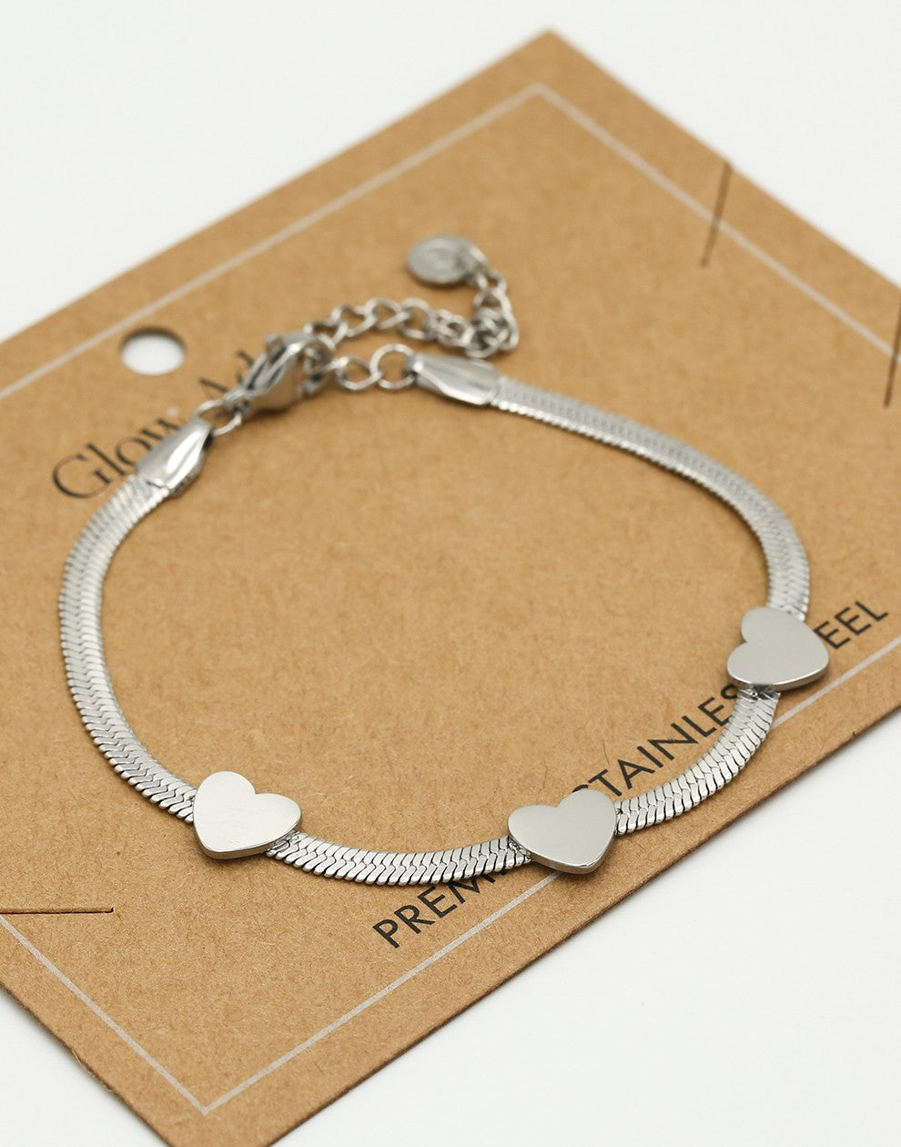 Armband snake met hartjes zilverkleurig
