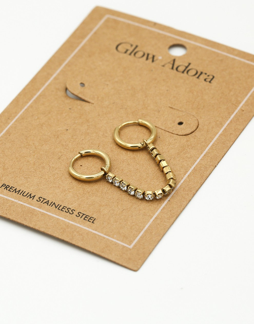 Oorringen dubbel met zirkonia ketting goudkleurig
