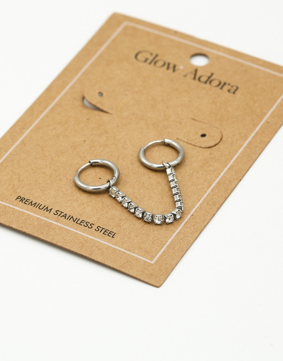 Oorringen dubbel met zirkonia ketting zilverkleurig