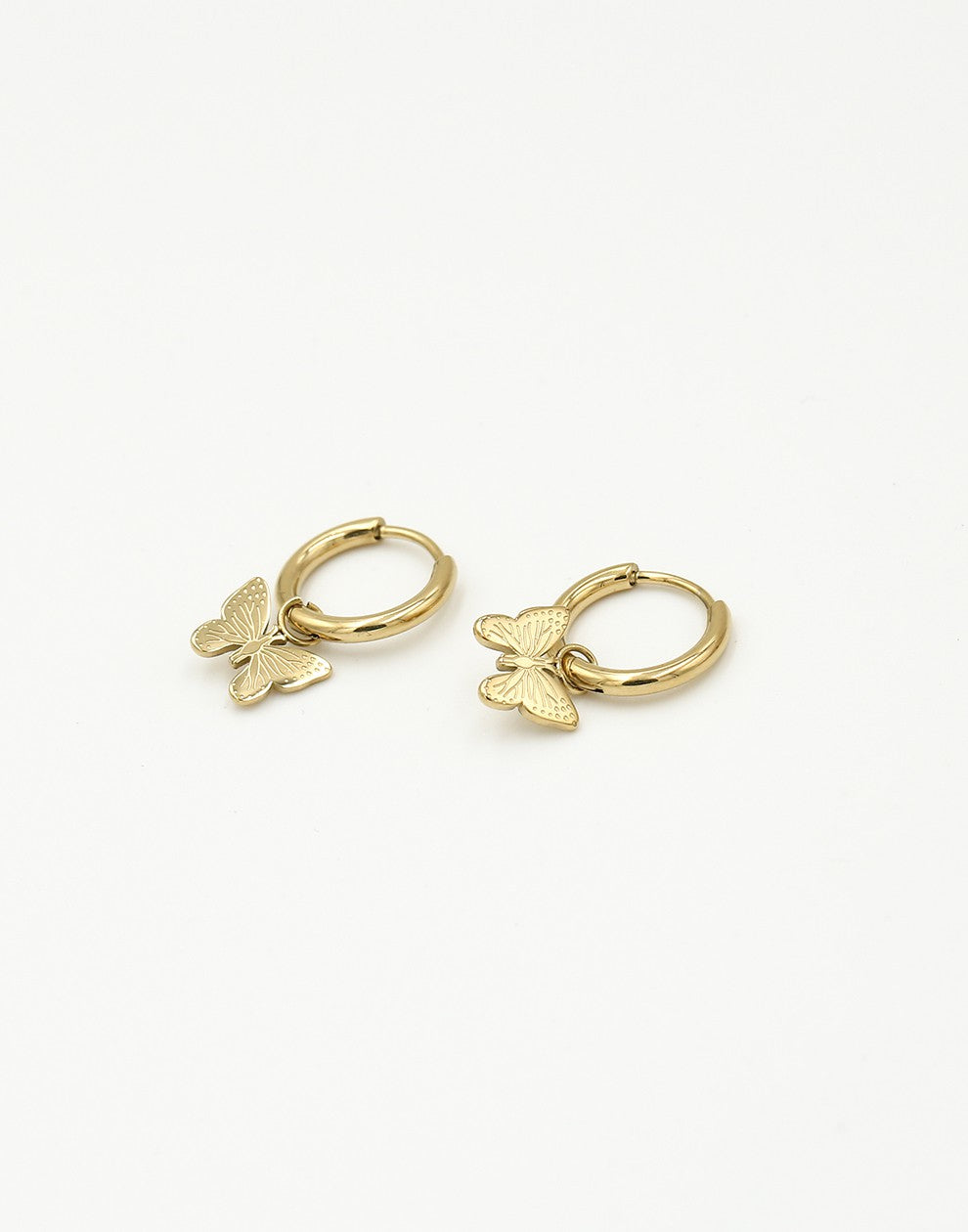 Gold-colored butterfly earrings