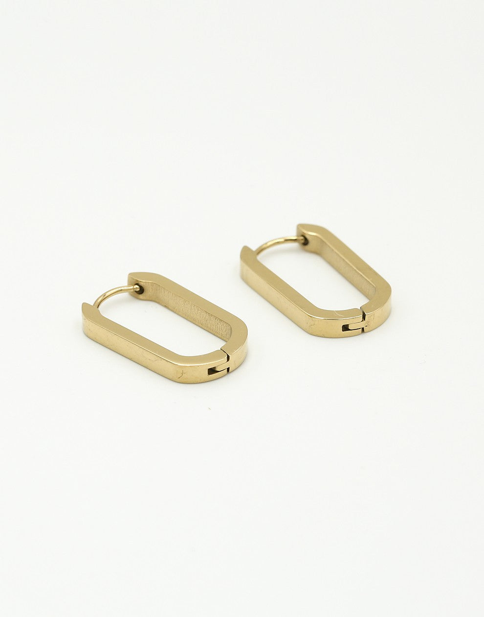 Rectangular gold-colored earring