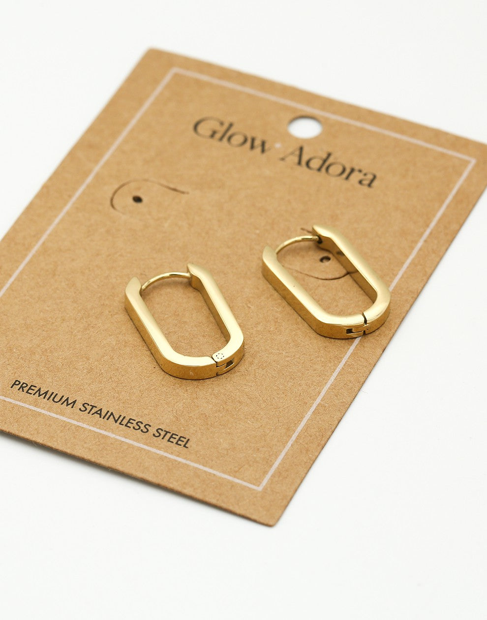 Rectangular gold-colored earring