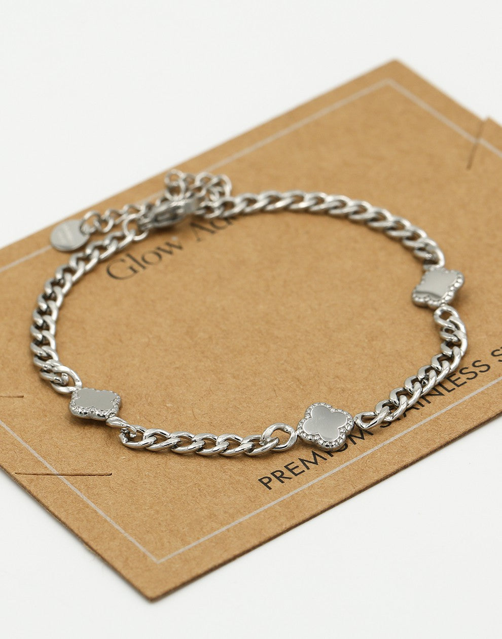 Armband met klavers zilverkleurig