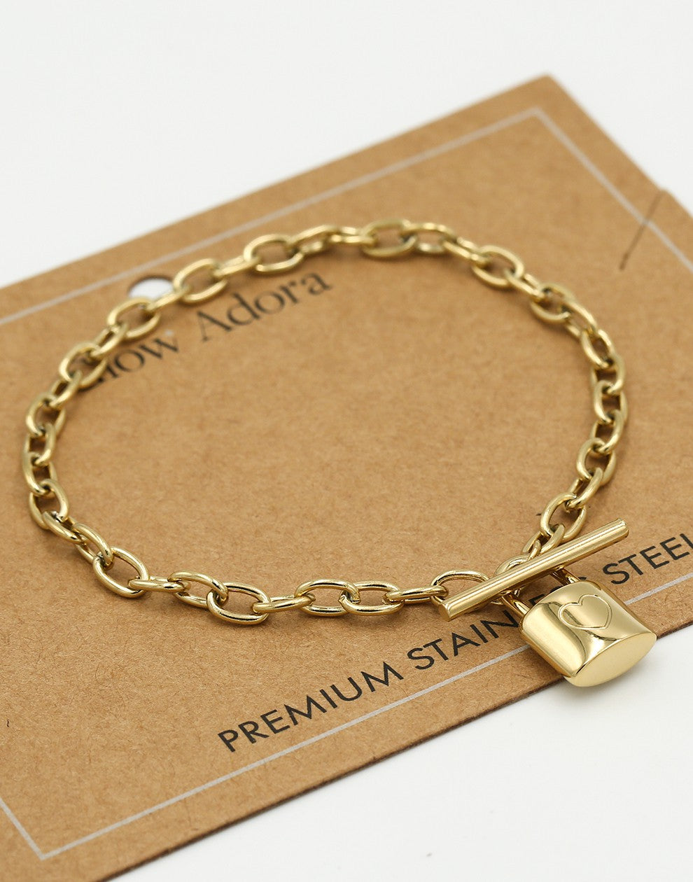 Schakelarmband met slot goudkleurig