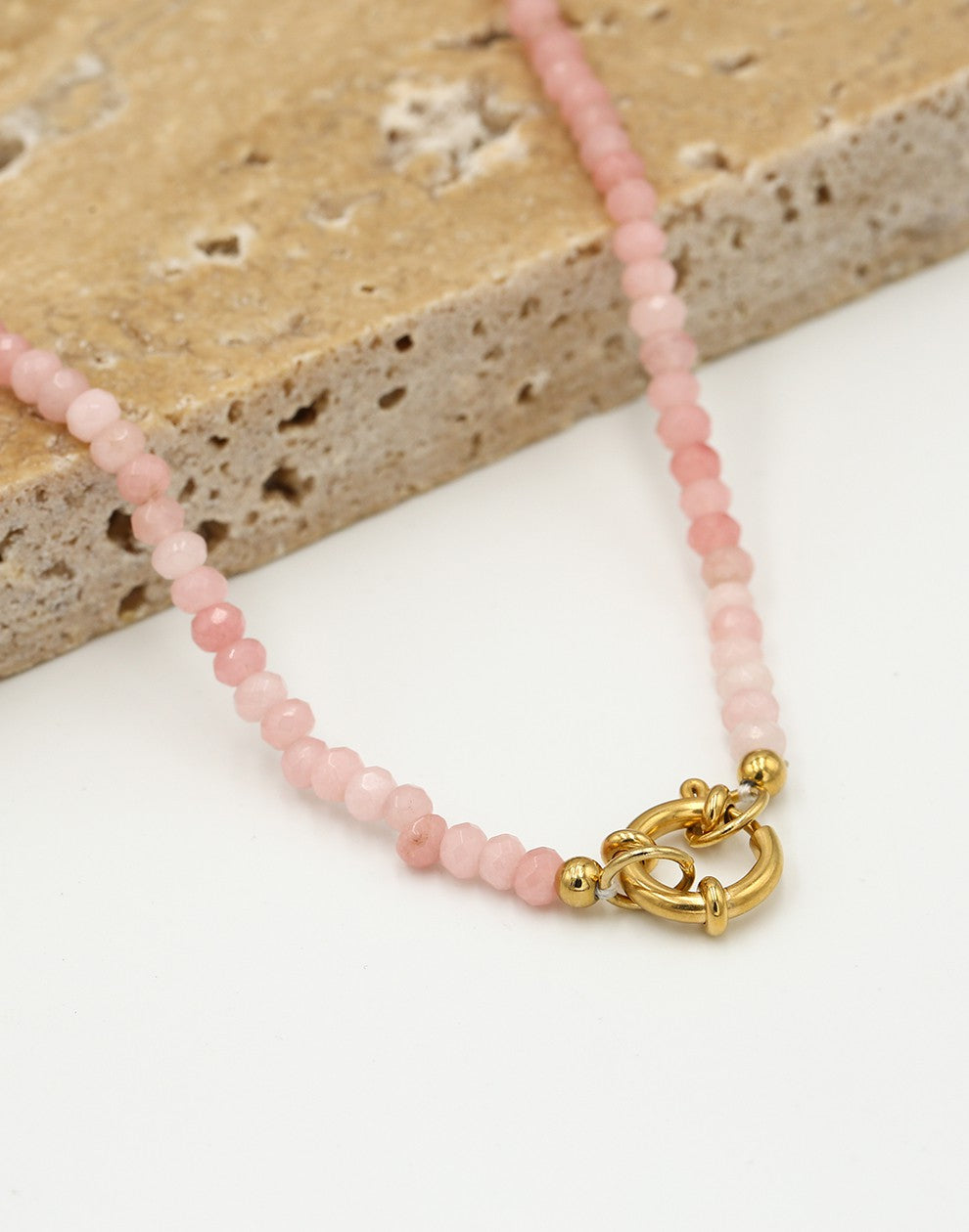 Kralenketting met slotje roze