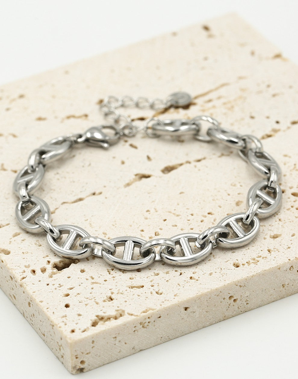 Anchor link bracelet 10mm silver-colored