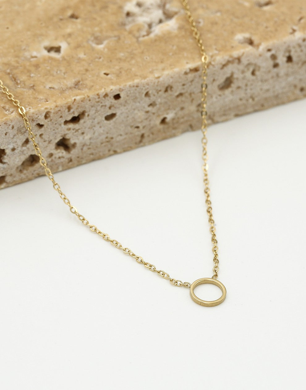 Ketting met open rondje 6mm goudkleurig