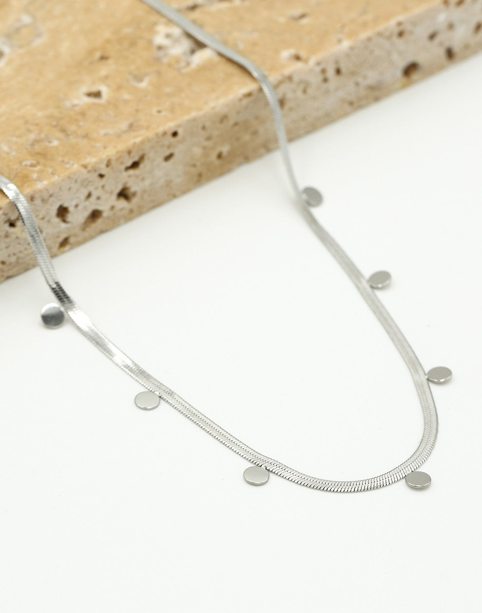 Muntjes ketting snake zilverkleurig