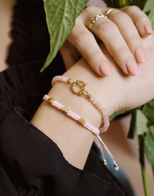 Kralenarmband met slotje roze