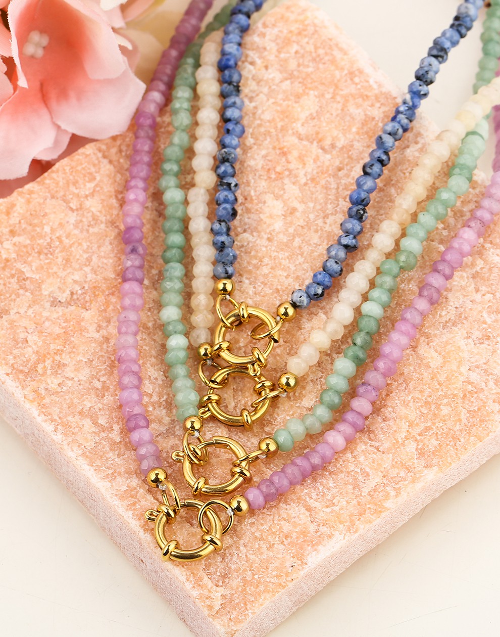 Kralenketting met slotje blauw