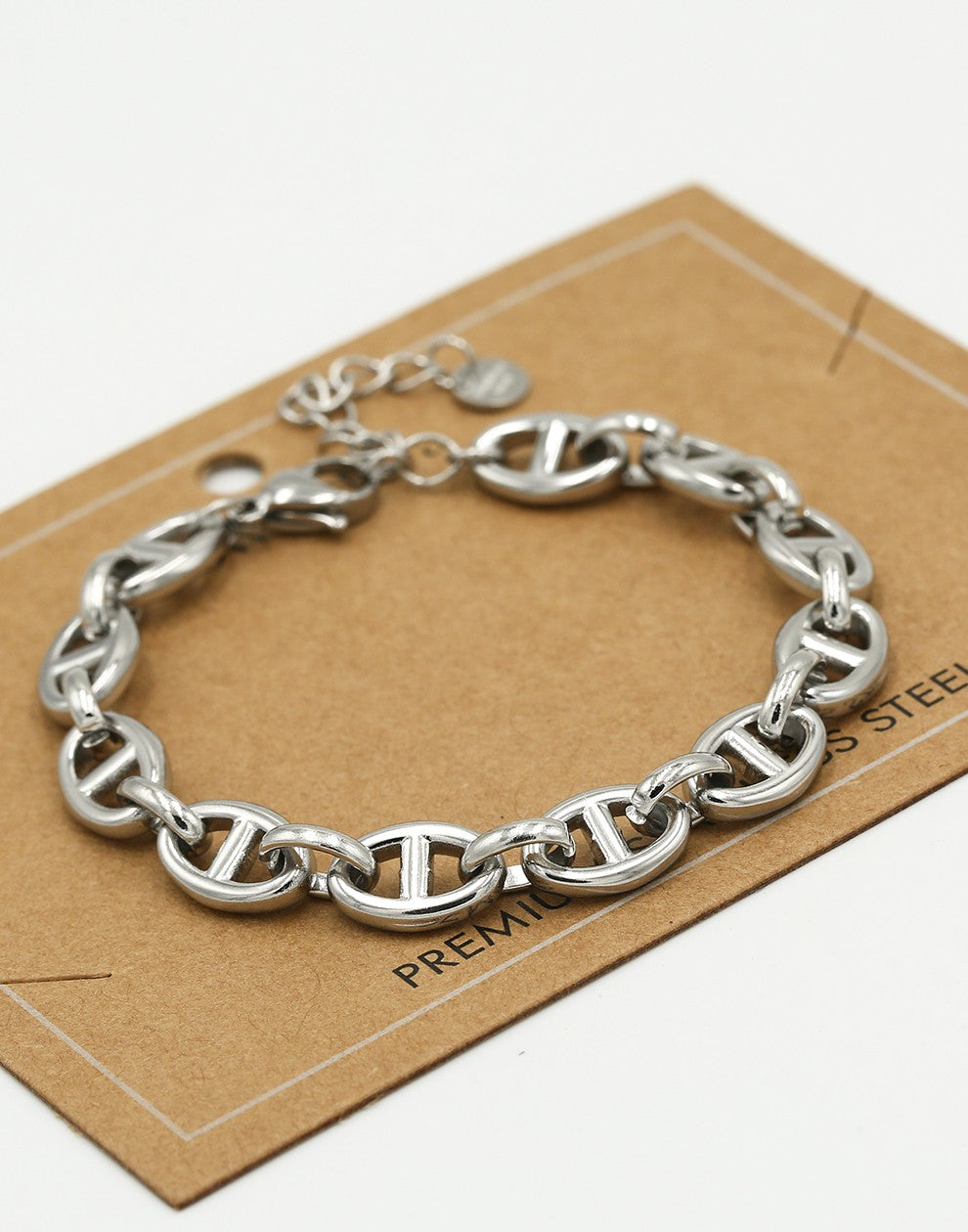 Anchor link bracelet 10mm silver-colored