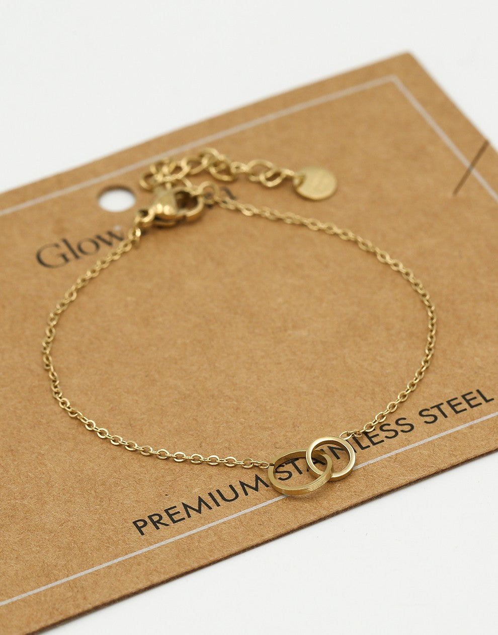 Armband 2 open rondjes verbonden goudkleurig
