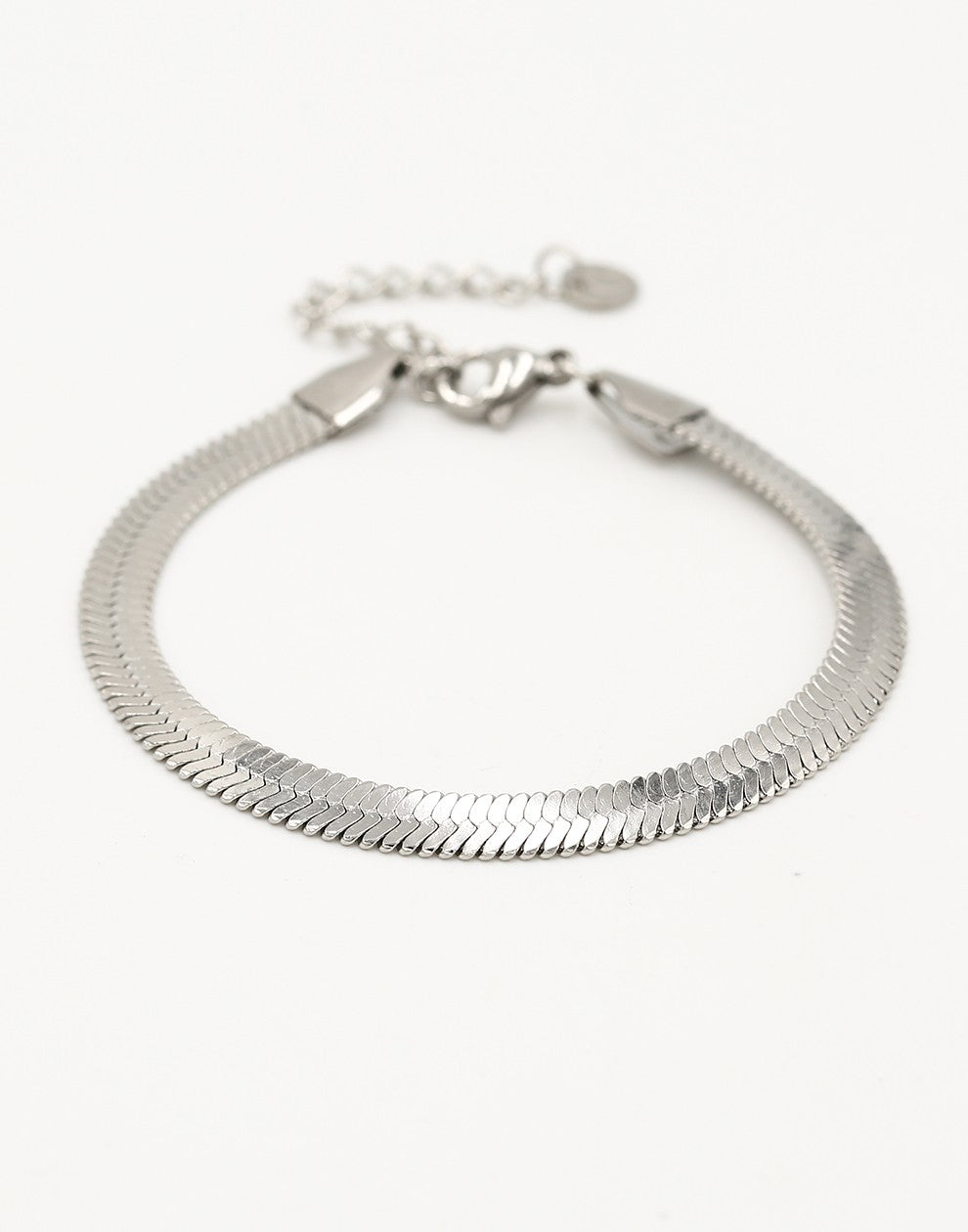 Armband platte schakel zilverkleurig