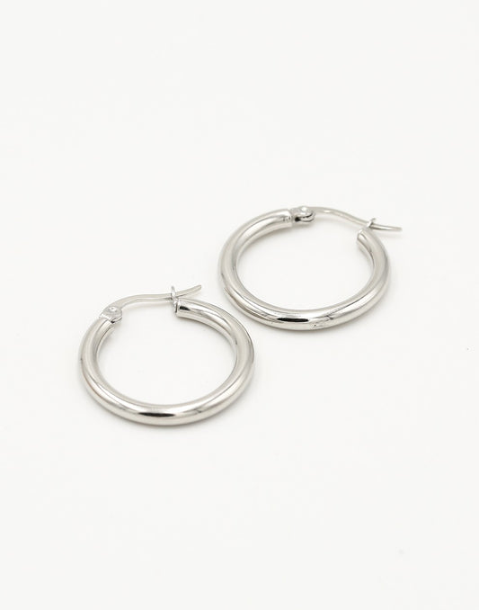 Oorringen hoops zilverkleurig 25mm