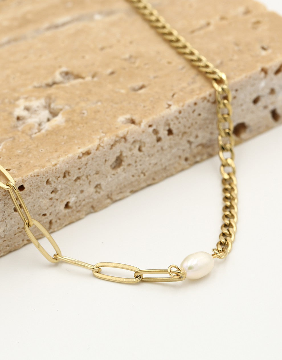 Schakelketting parel goudkleurig