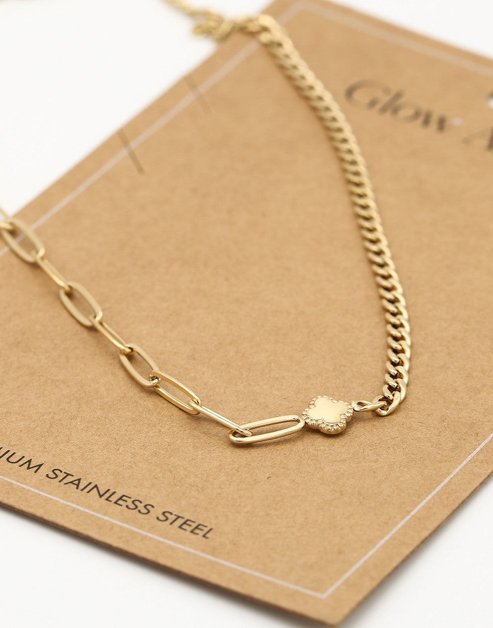 Ketting klaver goudkleurig