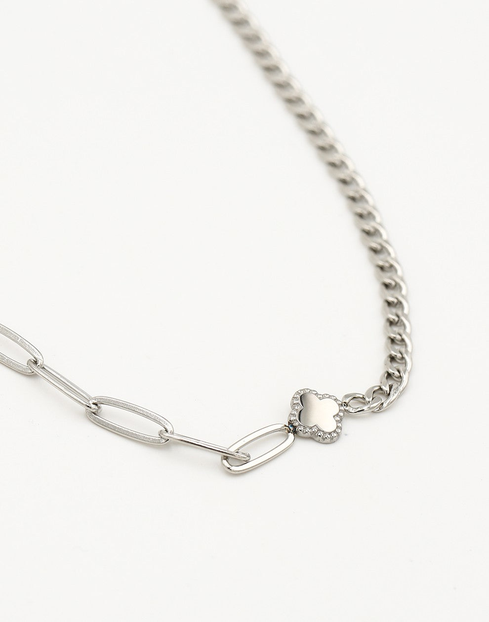 Ketting klaver zilverkleurig